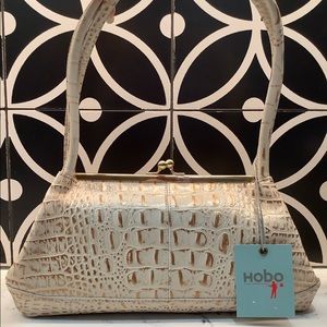 NWT HOBO Gina Gold and Ivory Kiss Lock Purse